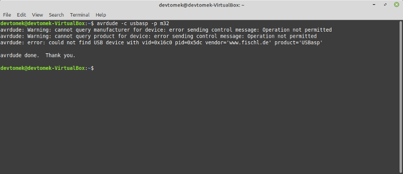 Próba odczytu fusebit’ów zakończona niepowodzeniem