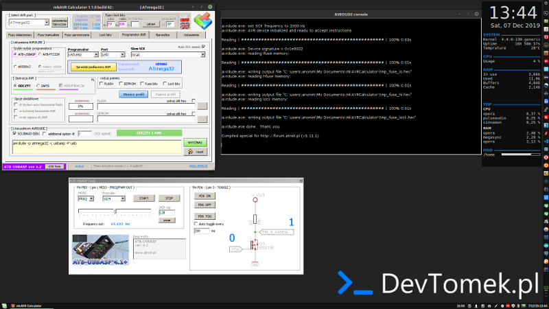 MkAvrCalculator w pełnej wersji uruchomiony w systemie Linux Mint 18
